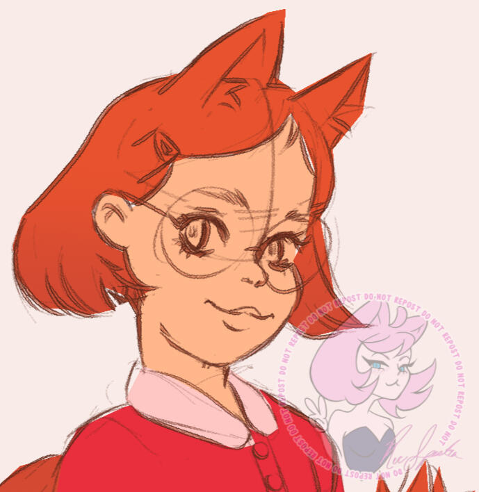 Example of character headshot sketch commission with flat colors, no additional rendering.