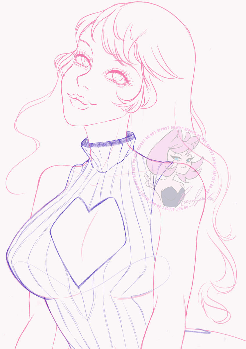 Example of character portrait bust sketch commission, no color.